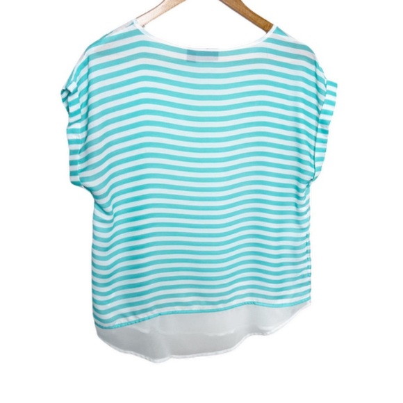 A.n.a Women's Vintage Striped Short Sleeve Oversized Crewneck Lightweight Blouse - Picture 12 of 16